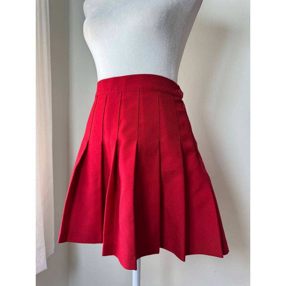 American Apparel Red Pleated Mini Skirt - Picture 3 of 8
